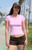 John Galt Women's Pink Ashlyn Striped Short Sleeve Top - 0704601602144
