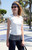 John Galt Women's White Zelly Long Short Sleeve Top - 0704601602178