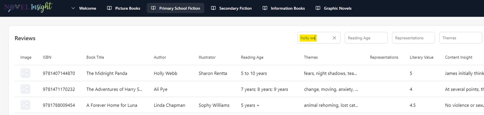 Search by author name.