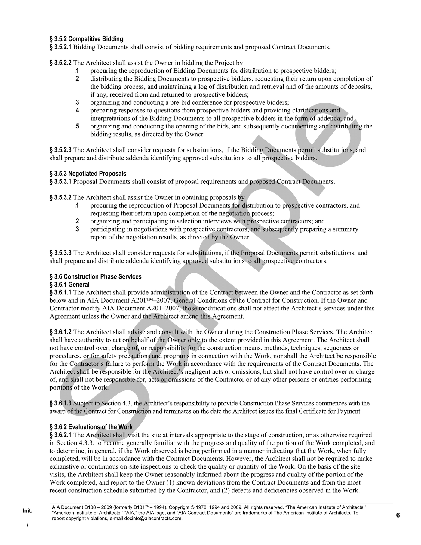 B108-2009 Standard Form of Agreement Between Owner and