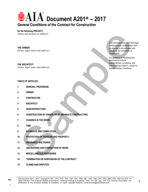 A201: General Conditions of the Contract for Construction