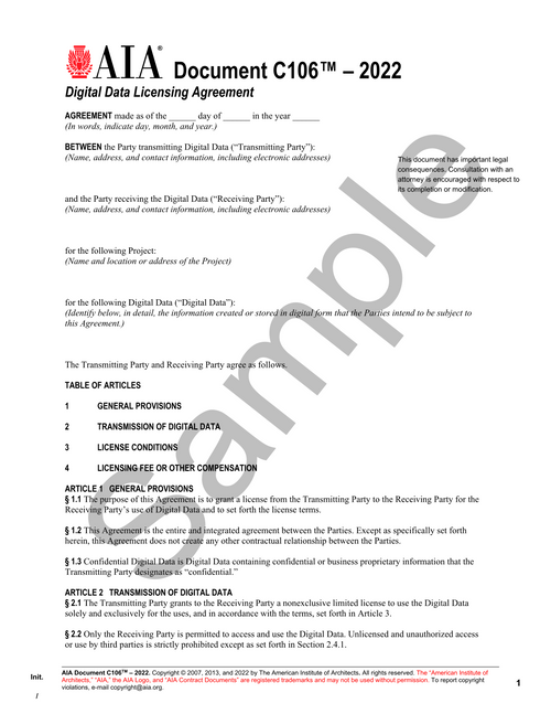 C106: Digital Data Licensing Agreement