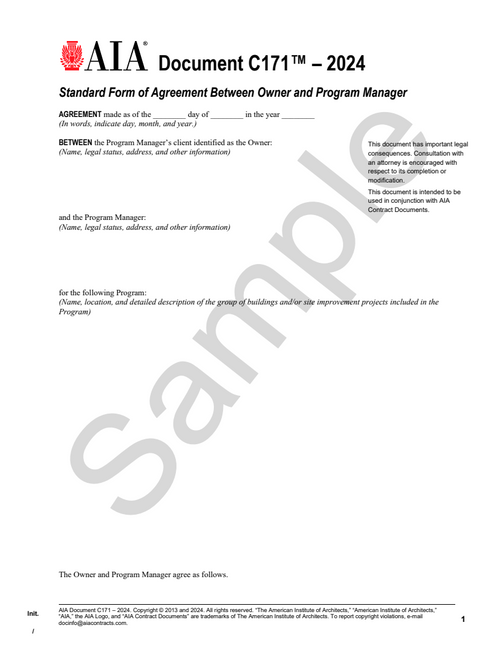 C171: Owner and Program Manager Agreement