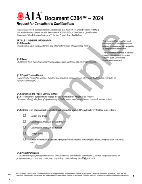 C304: Request for Consultant's Qualifications