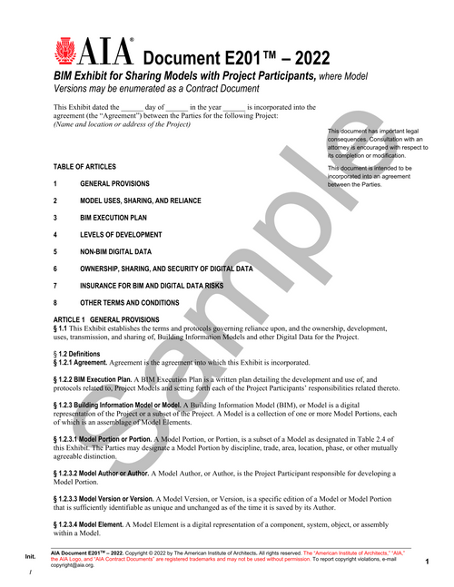 E201: BIM Exhibit - Model Sharing, All Participants (Enumerated Versions)