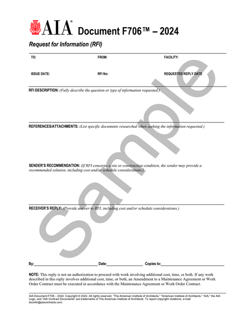 F706: Request for Information (RFI) - Maintenance