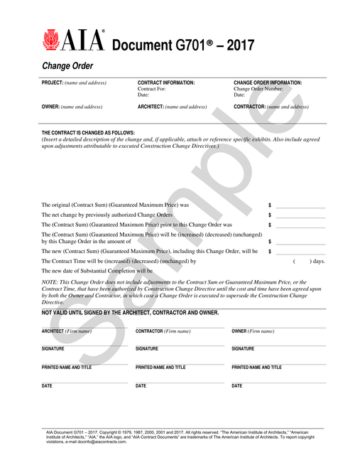 G701: Change Order