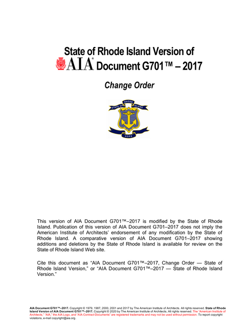 G701 RI: Change Order (Rhode Island Version)