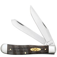 Case Smooth Black Curly Oak Wood Trapper Knife