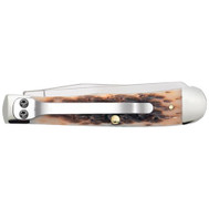 Case Peach Seed Jig Amber Bone Trapper Knife with Clip