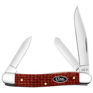 Case Smooth Dark Red Burlap Micarta CS Medium Stockman Knife