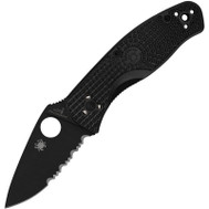 Spyderco Persistence Lightweight Black Blade Knife - Partially Serrated