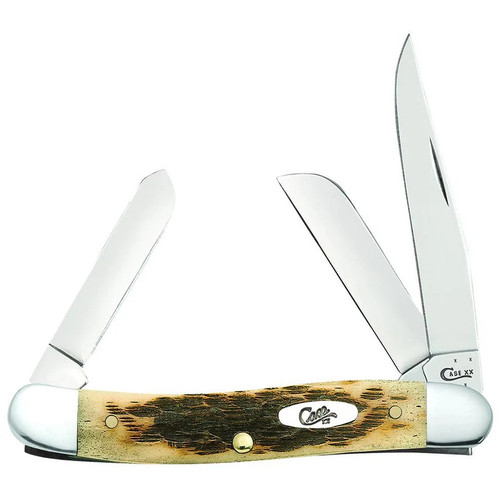 Case Peach Seed Jig Amber Bone CS Medium Stockman Pocket Knife