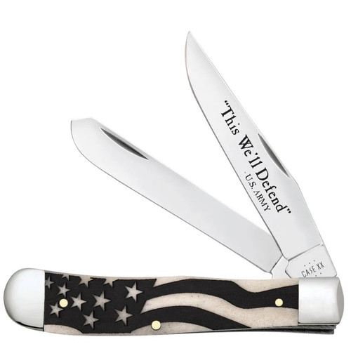 Case U.S. Army Embellished Natural Bone Trapper Knife