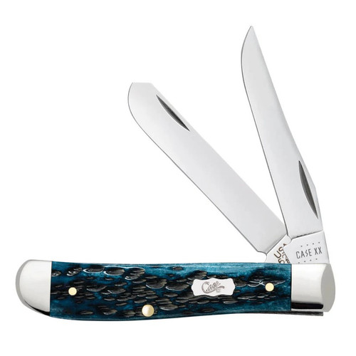 Case Peach Seed Jig Mediterranean Blue Bone Mini Trapper Knife