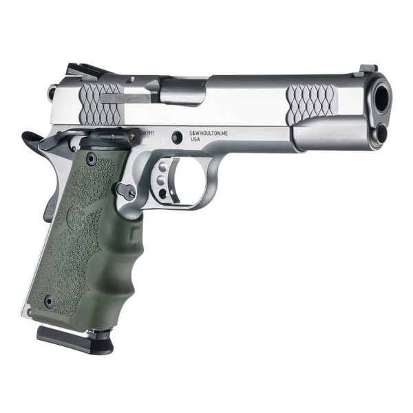 Hogue 1911 Govt Model Red Laser Rubber Grip - OD Green