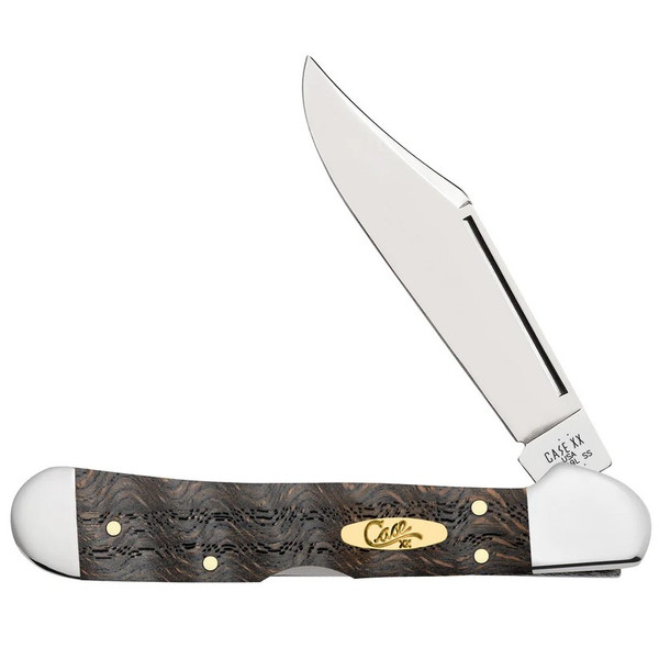 Case Smooth Black Curly Oak Wood Mini CopperLock Knife