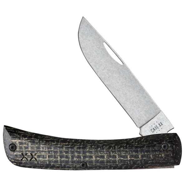 Case Crossroads Black Burlap Laminate XR Sod Buster Jr with Dayglow G-10 Knife