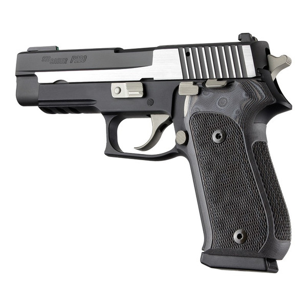 Hogue Sig Sauer P220 DA/SA American Checkered G10 Grip - G-Mascus Black/Gray