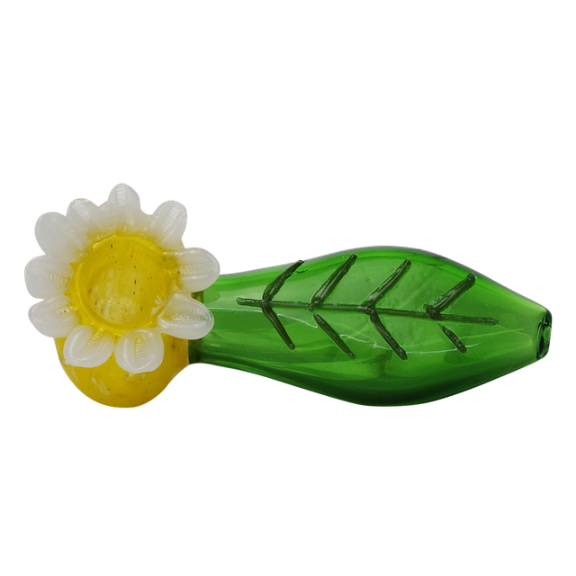 5" Glass Hand Pipe Sunflower Design - #1815