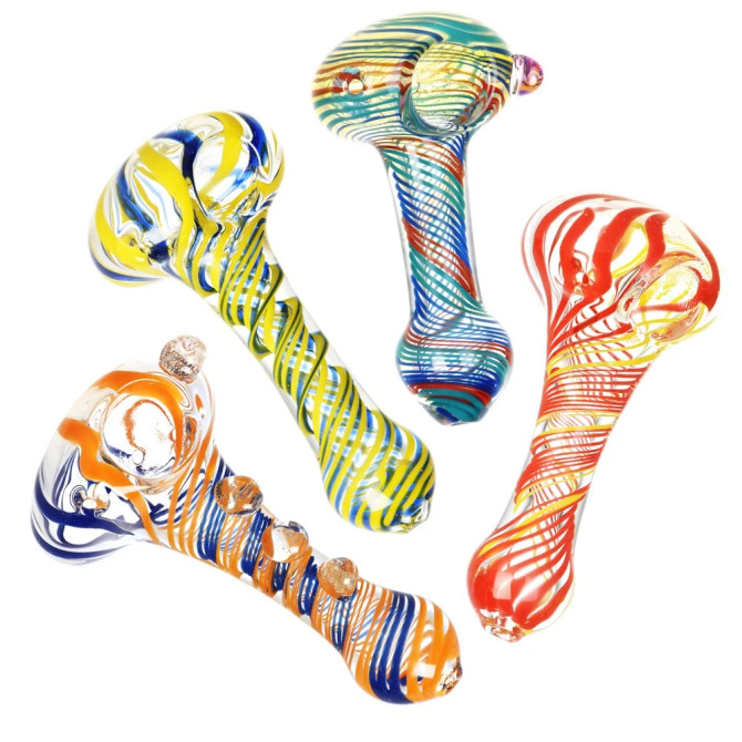 SeshGear Sada Color Stripe Twist Clear Glass Hand Pipe | 3.75 Colors Vary