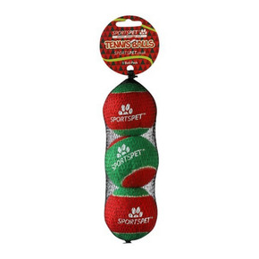 Sportspet Xmas Red Green Tennis Balls 3 Pack