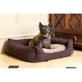 House of Paws Berry Tweed & Plush Rectangle Bed