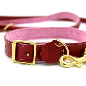 DOG Cherry & Blush Leather Collar