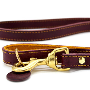 DOG Berry & Old Gold Leather Lead