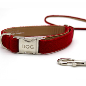 DOG Poppy Red Camel Tweed Collar