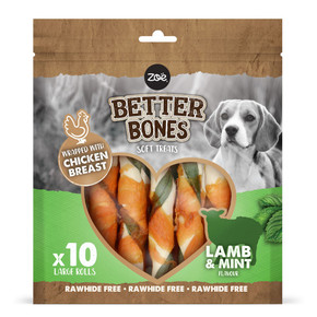 Zoe Better Bones Lamb & Mint Large Rolls 10pk Zoe Better Bones Lamb & Mint Large Rolls 10pk