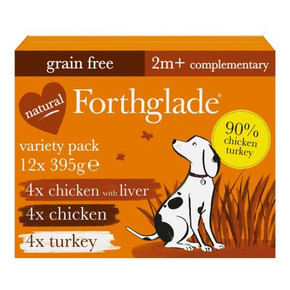 Forthglade Adult Just Chicken & Turkey/Chicken/Turkey Wet Dog Food Trays - 12 x 395g
