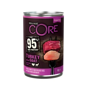 Wellness CORE 95% Turkey, Goat & Sweet Potato Grain Free Wet Dog Food - 6 x 400g