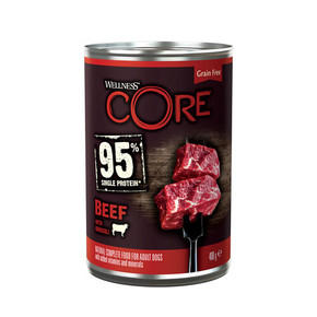 Wellness CORE Adult 95% Beef with Brocolli Grain Free Wet Dog Food - 6 x 400g