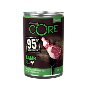 Wellness CORE Adult 95% Lamb with Pumpkin Grain Free Wet Dog Food - 6 x 400g