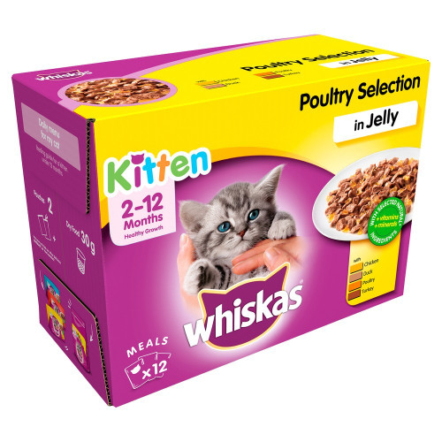 Whiskas Pouch Kitten 2-12 Month Poultry Selection in Jelly 12 Pack