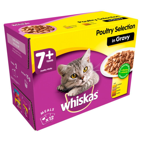 Whiskas 7+ Pouch Poultry Selection In  Gravy 12 Pack