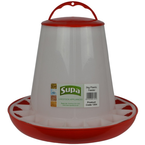 Supa Red and White Plastic Poultry Feeder