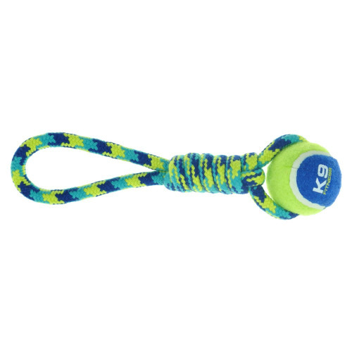 K9 Fitness 9in Tennis Ball Rope Tug with 2in Ball
