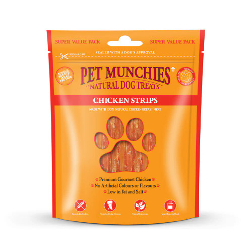 Pet Munchies Chicken Strips 320g - Single Pack in Stock