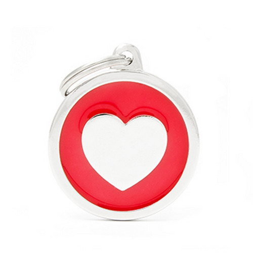 Big Circle Heart ID Tag Red