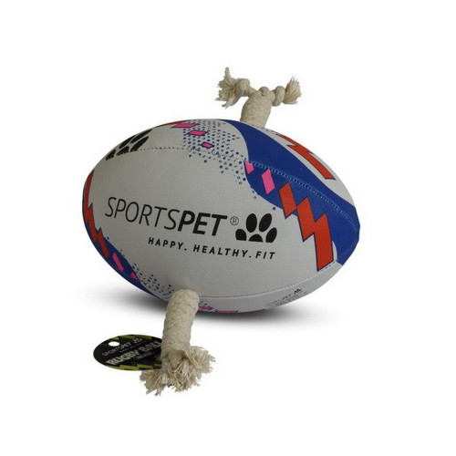 Sportspet Rugby Ball Size 3 White, Blue, Red