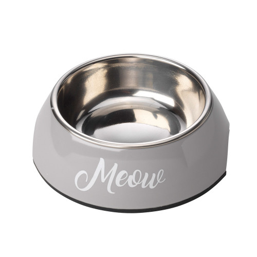 House of Paws Meow Cat Bowl Grey