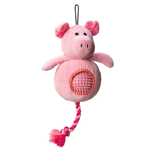House of Paws Pig Cord Toy with Spiky Ball