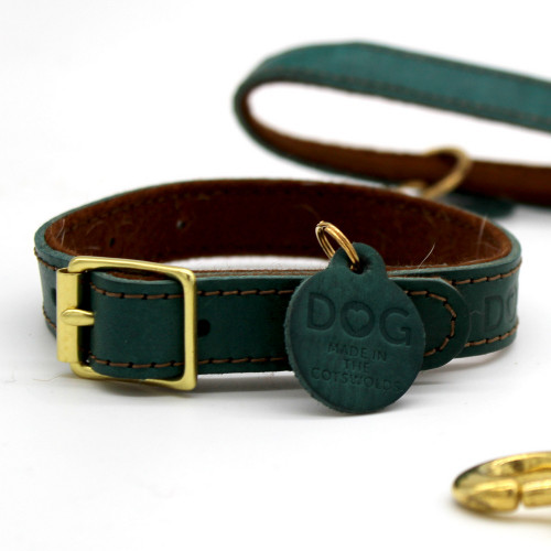 DOG Peacock & Hazelnut Leather Collar