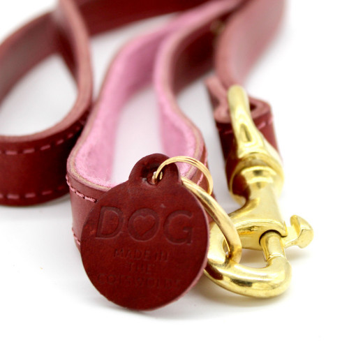 DOG Cherry & Blush Leather Lead