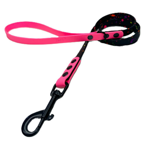 Trinkety Paws Biothane Splatter Lead Neon Pink