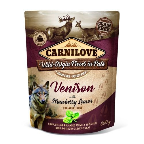 Carnilove Venison with Strawberry Leaves Wet Dog Food Pouch - 12 x 300g
