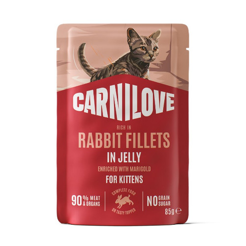 Carnilove Cat Pouch Rabbit With Marigold Kitten Jelly 85 Grams