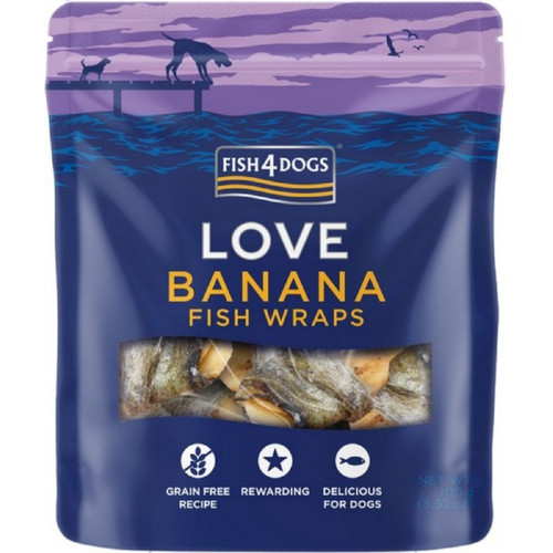 Fish4Dogs Love Banana Fish Wraps 100G For Dogs